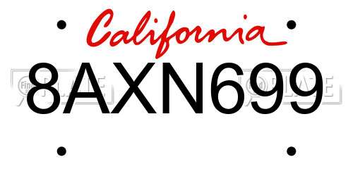 8AXN699 California License Plate