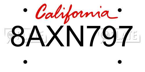 8AXN797 California License Plate