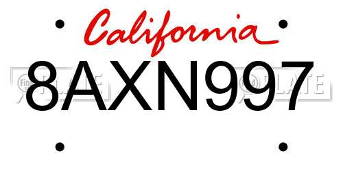 8AXN997 California License Plate