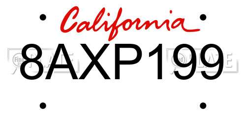 8AXP199 California License Plate