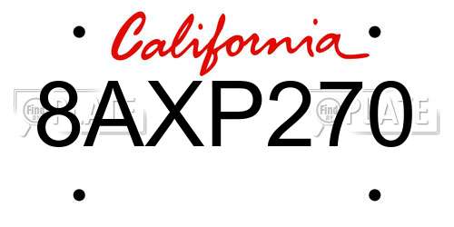 8AXP270 California License Plate