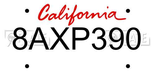 8AXP390 California License Plate