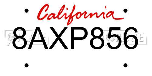 8AXP856 California License Plate