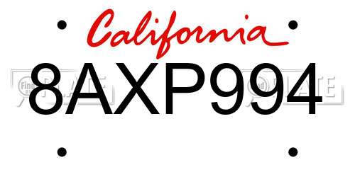 8AXP994 California License Plate