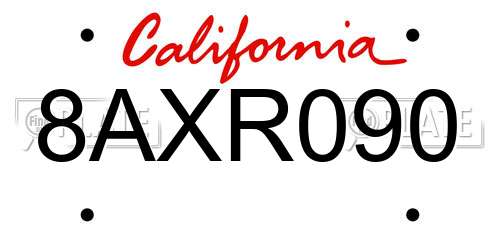 8AXR090 California License Plate