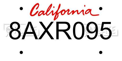 8AXR095 California License Plate