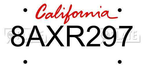 8AXR297 California License Plate