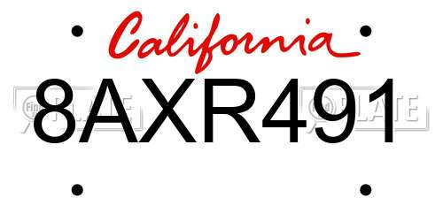 8AXR491 California License Plate