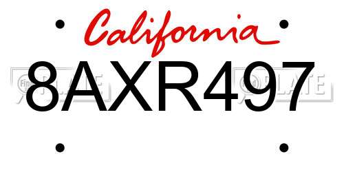 8AXR497 California License Plate