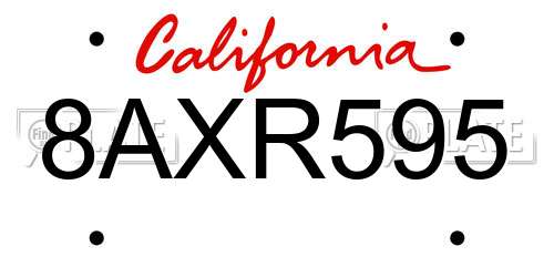 8AXR595 California License Plate