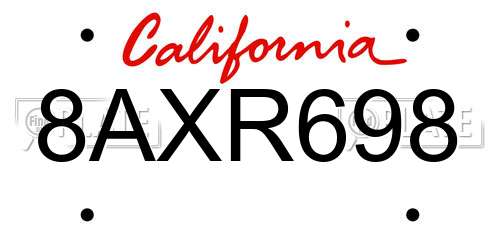 8AXR698 California License Plate