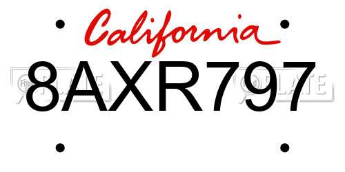 8AXR797 California License Plate