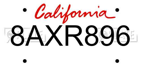 8AXR896 California License Plate
