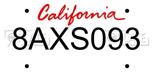 8AXS093 California License Plate