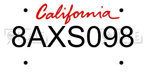 8AXS098 California License Plate