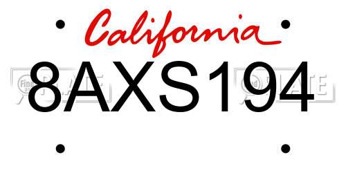 8AXS194 California License Plate