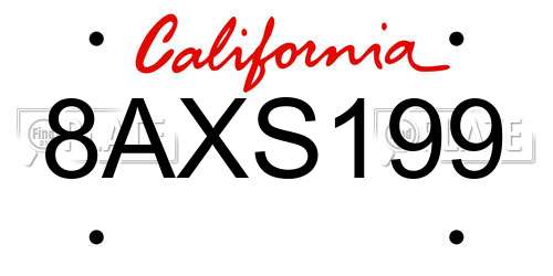 8AXS199 California License Plate