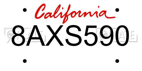 8AXS590 California License Plate