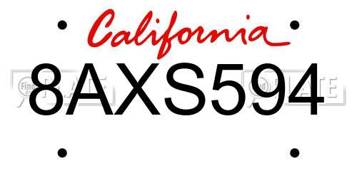 8AXS594 California License Plate