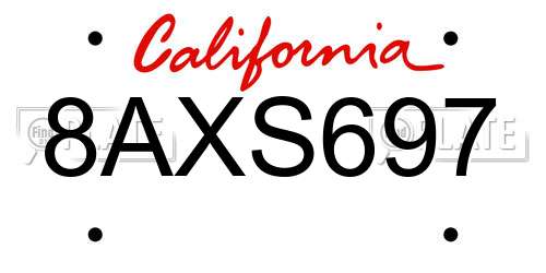 8AXS697 California License Plate