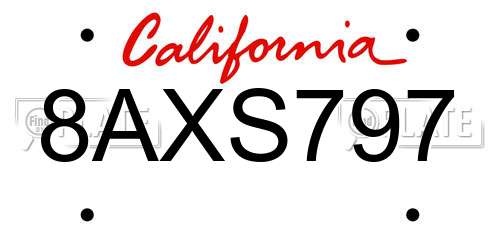 8AXS797 California License Plate
