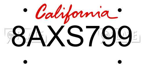 8AXS799 California License Plate