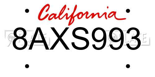 8AXS993 California License Plate