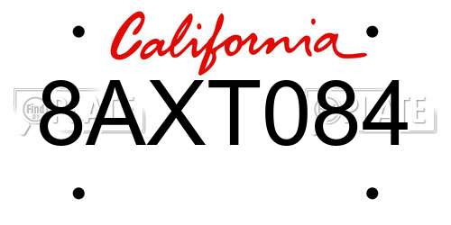 8AXT084 California License Plate