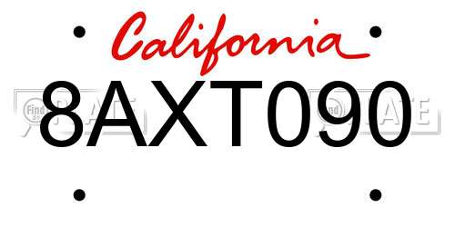 8AXT090 California License Plate