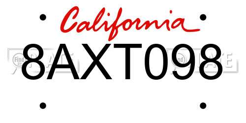 8AXT098 California License Plate