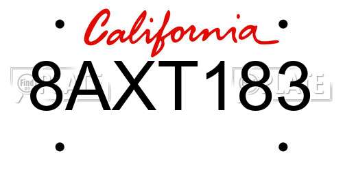 8AXT183 California License Plate