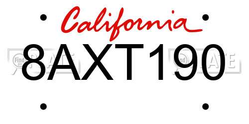 8AXT190 California License Plate