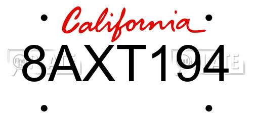 8AXT194 California License Plate