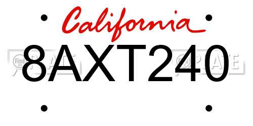 8AXT240 California License Plate