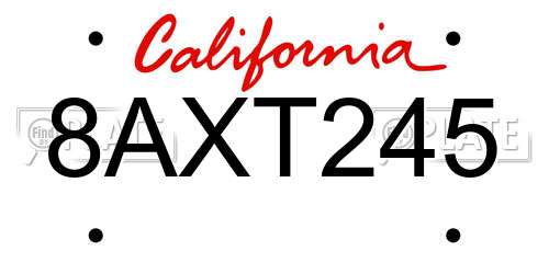 8AXT245 California License Plate