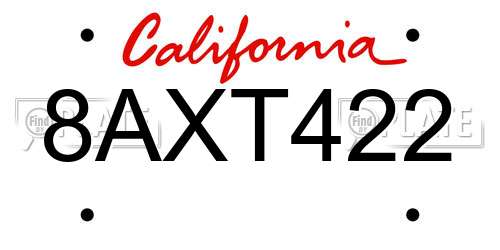 8AXT422 California License Plate