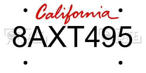 8AXT495 California License Plate