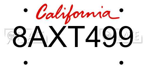 8AXT499 California License Plate
