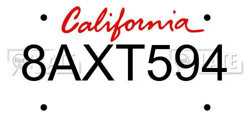 8AXT594 California License Plate