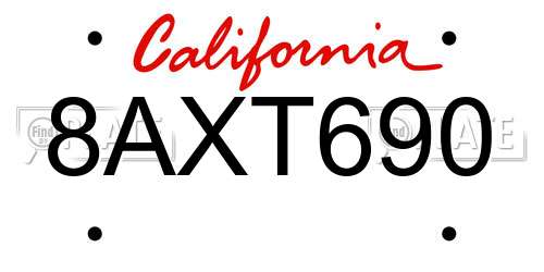 8AXT690 California License Plate