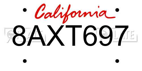 8AXT697 California License Plate