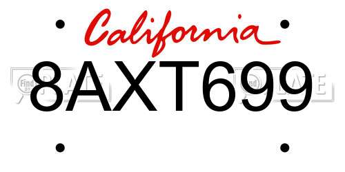 8AXT699 California License Plate