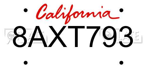 8AXT793 California License Plate