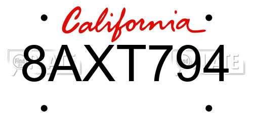 8AXT794 California License Plate