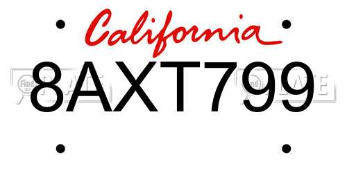 8AXT799 California License Plate