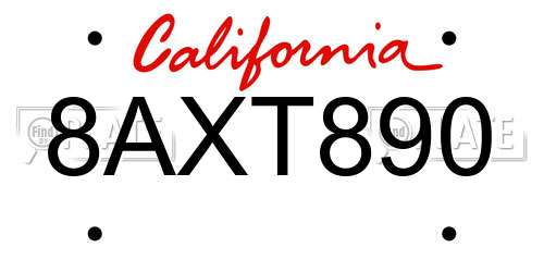 8AXT890 California License Plate