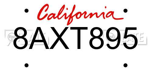 8AXT895 California License Plate