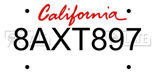 8AXT897 California License Plate