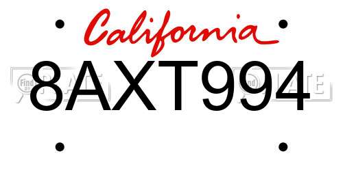 8AXT994 California License Plate