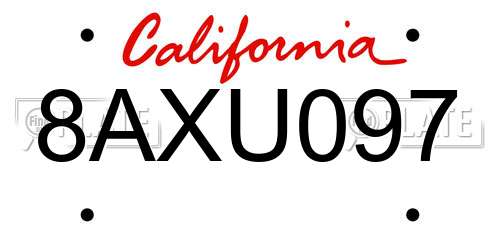8AXU097 California License Plate